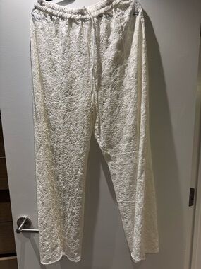 DISSH Cream Lace Overlay Wide Leg Pants